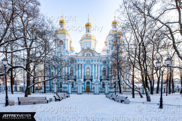 Architecture, Places, Russia, Saint-Petersburg, Snow, St. Nicholas Naval Cathedral, Winter
