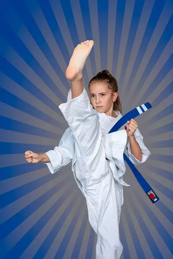 KTK Martial Arts student performing a blue belt kata.  Sport photography by Jeffrey Meyer