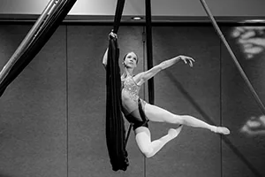 A gymnast performs before a fundraising event.  Photo by Jeffrey Meyer.  
